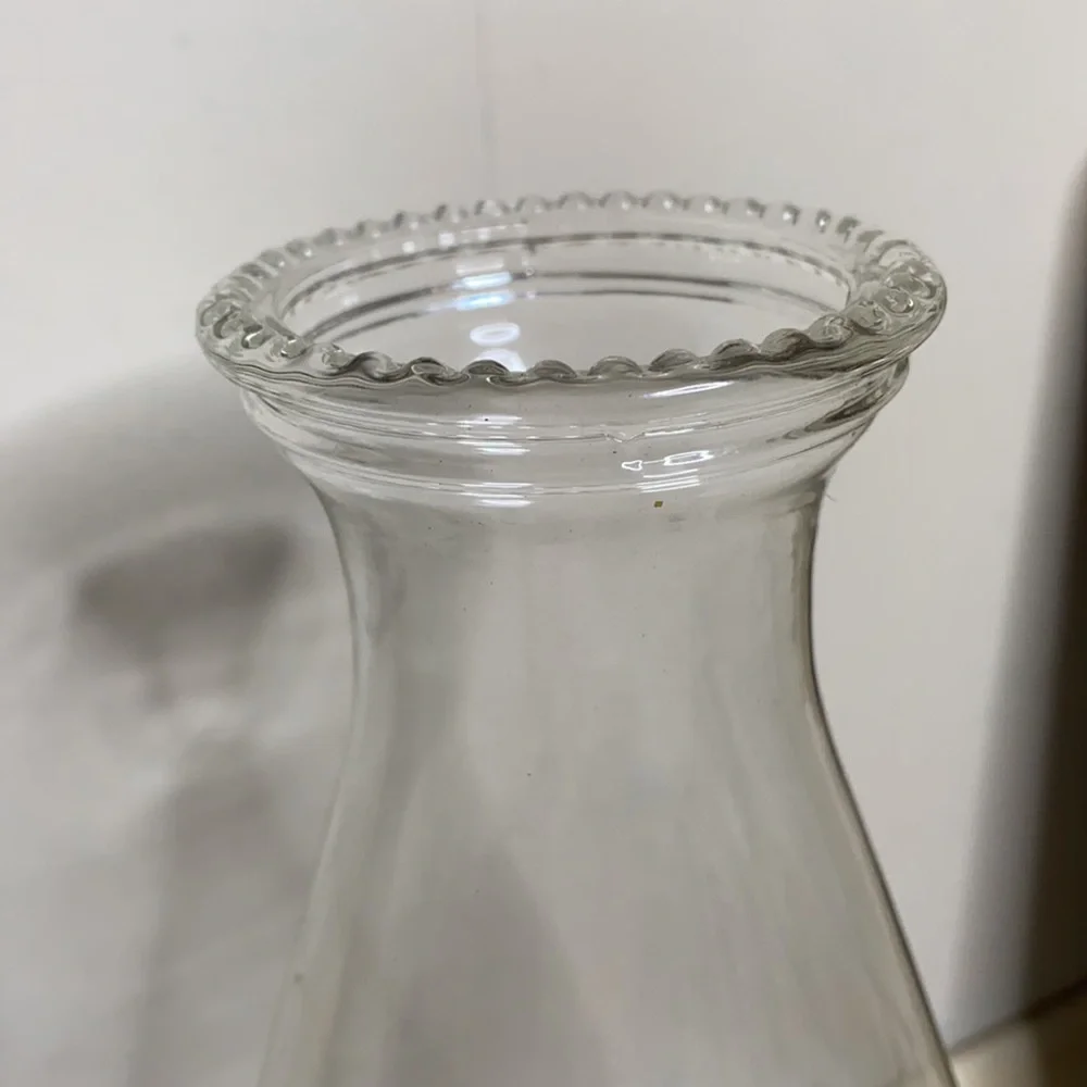 . Vintage Glass Hobnail Lantern with Wick - Clear Glass Hurricane Oil Lamp